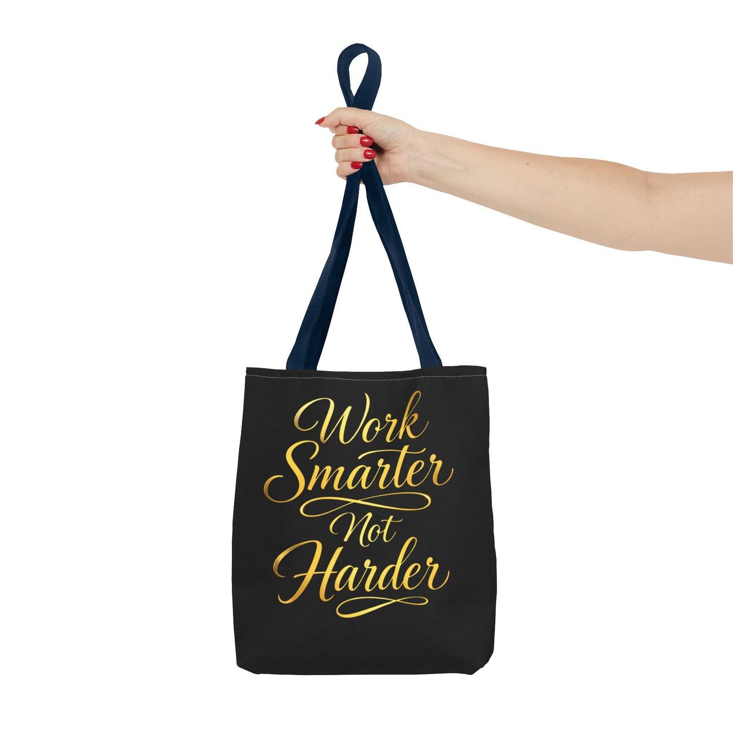 Tote Bag — "Work Smarter Not Harder" Gold Script Motivational Tote - luxuryhomedecoridea.com