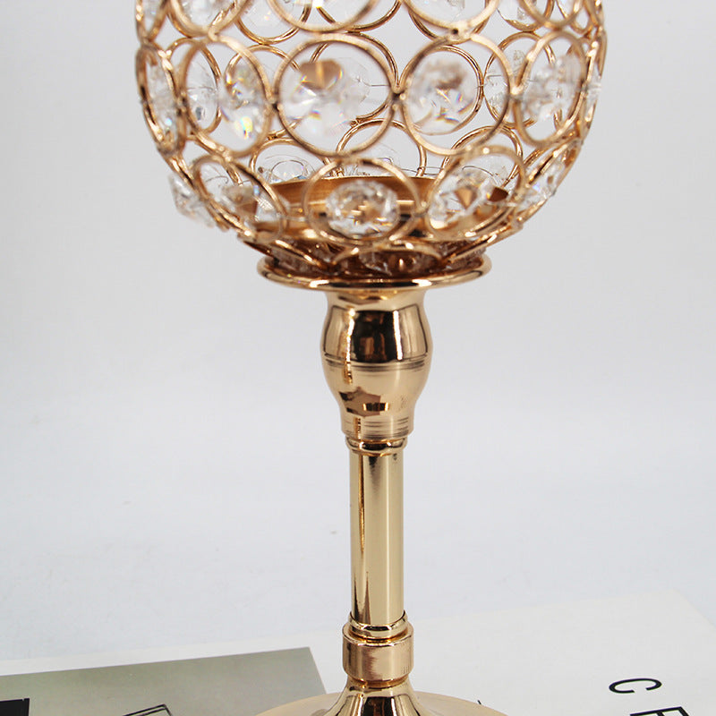 Creative Gold Crystal Candle Holder for Romantic Decor