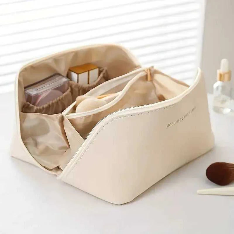 Large Waterproof Cosmetic Bag with Dividers and Handle - luxuryhomedecoridea.com