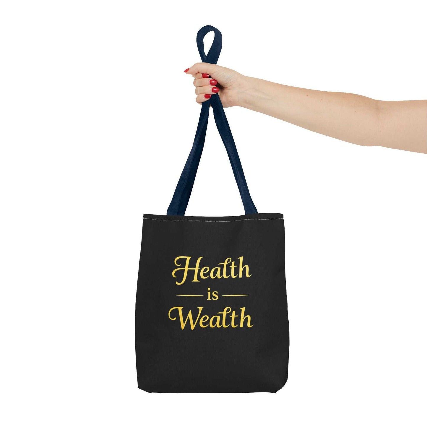 Health Is Wealth Tote Bag — Inspirational Wellness Grocery & Everyday Carry Tote - luxuryhomedecoridea.com