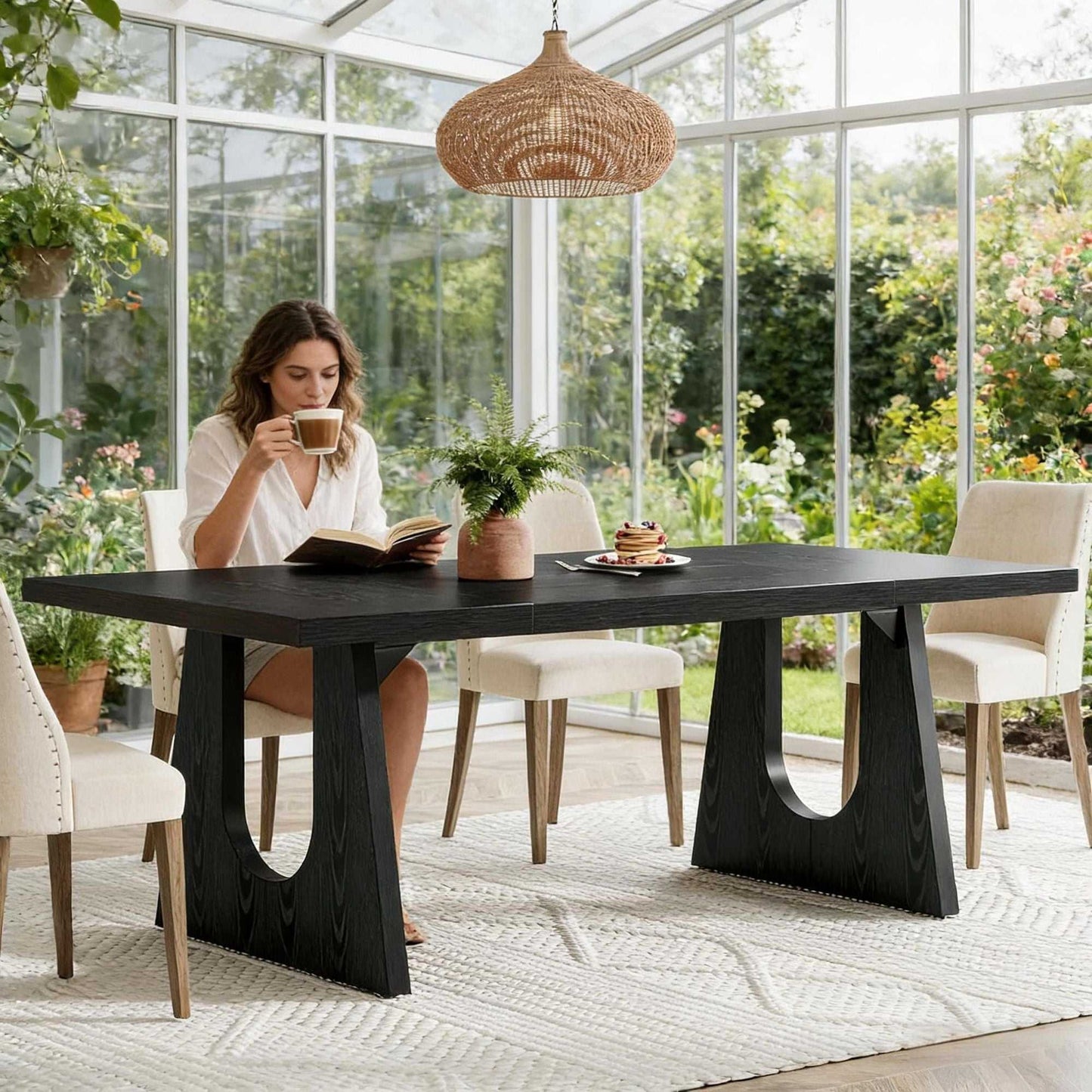 Wood Dining Table, 70" Rectangular Kitchen Table for 6-8 People - luxuryhomedecoridea.com