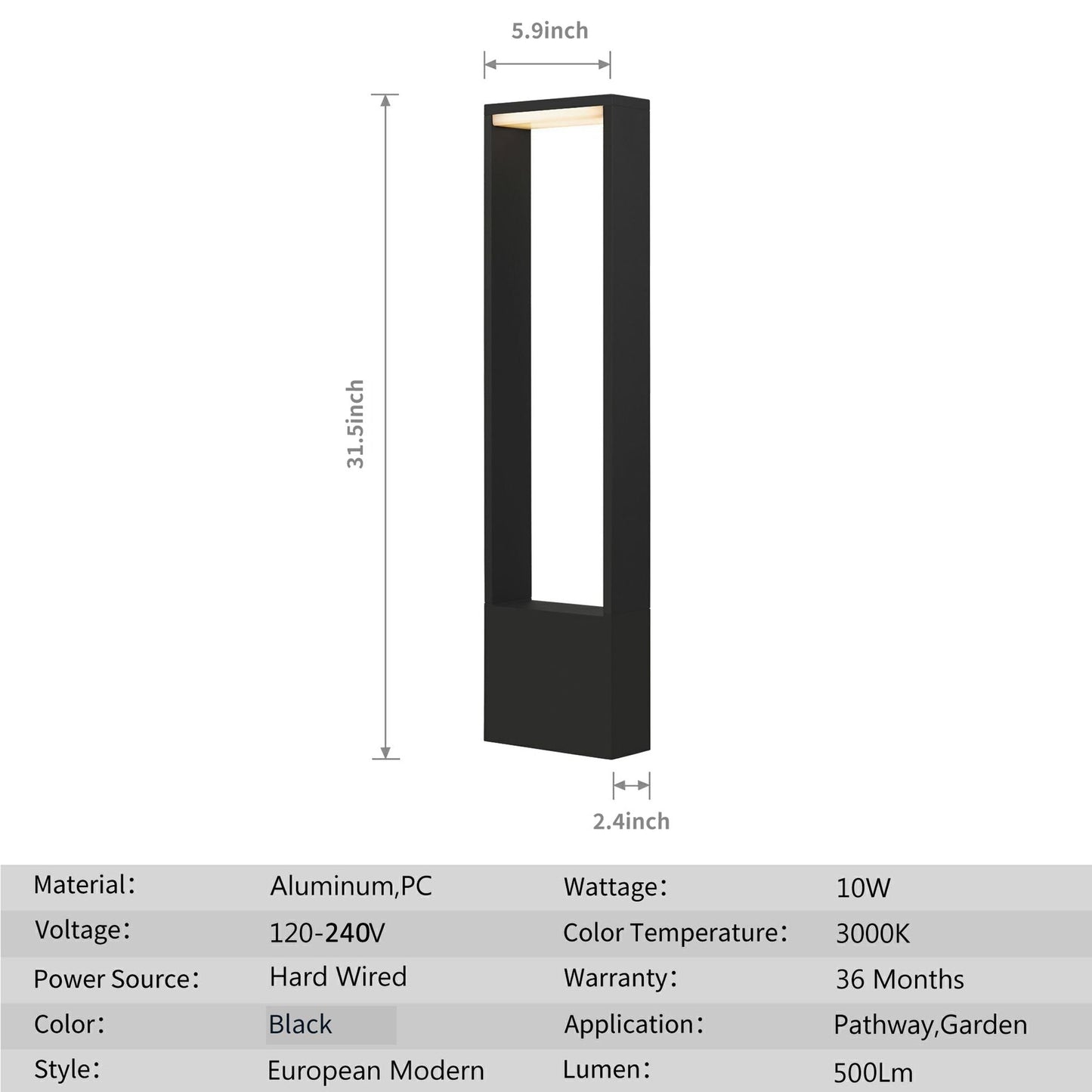 Inowel Outdoor Pathway LED Lights Modern Design Garden Lights Black Landscape Lighting 17510-800 - luxuryhomedecoridea.com
