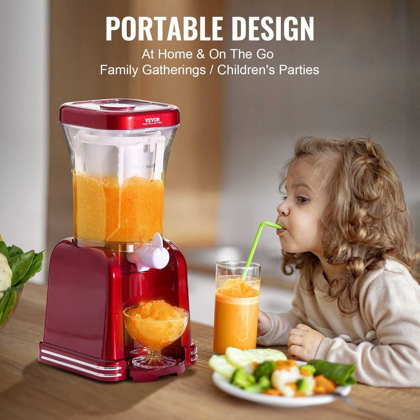 VEVOR Slushy Machine for Home, 32oz Tank Home-use Margarita Machine, Smoothie Frozen Drink Maker with Food-grade Materials, Slushie Machine for Home DIY, Kids' Parties, Red - luxuryhomedecoridea.com