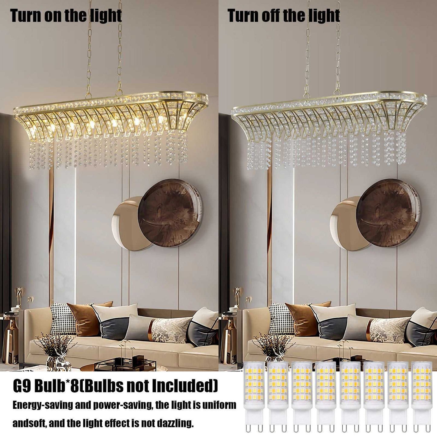 39" Modern Crystal Linear Rectangle Chandelier with Gold Finish, Elegant Pendant Light with Cascading Beads, for Dining Room, Living Room, or Foyer (Bulb Not Included) - luxuryhomedecoridea.com