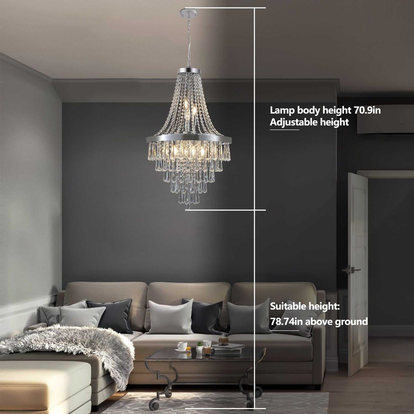 Chromium color Crystal Chandeliers,Large Contemporary Luxury Ceiling Lighting(Bulb Not Included) - luxuryhomedecoridea.com