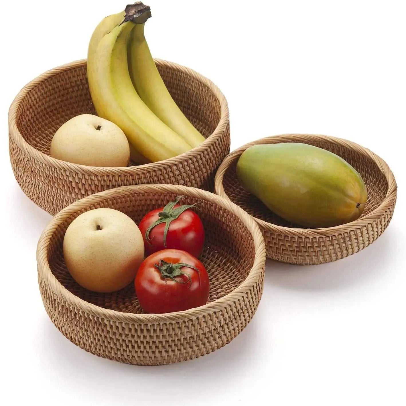 Handmade Vietnamese Wicker Candy Basket Set (3 Pieces) - luxuryhomedecoridea.com