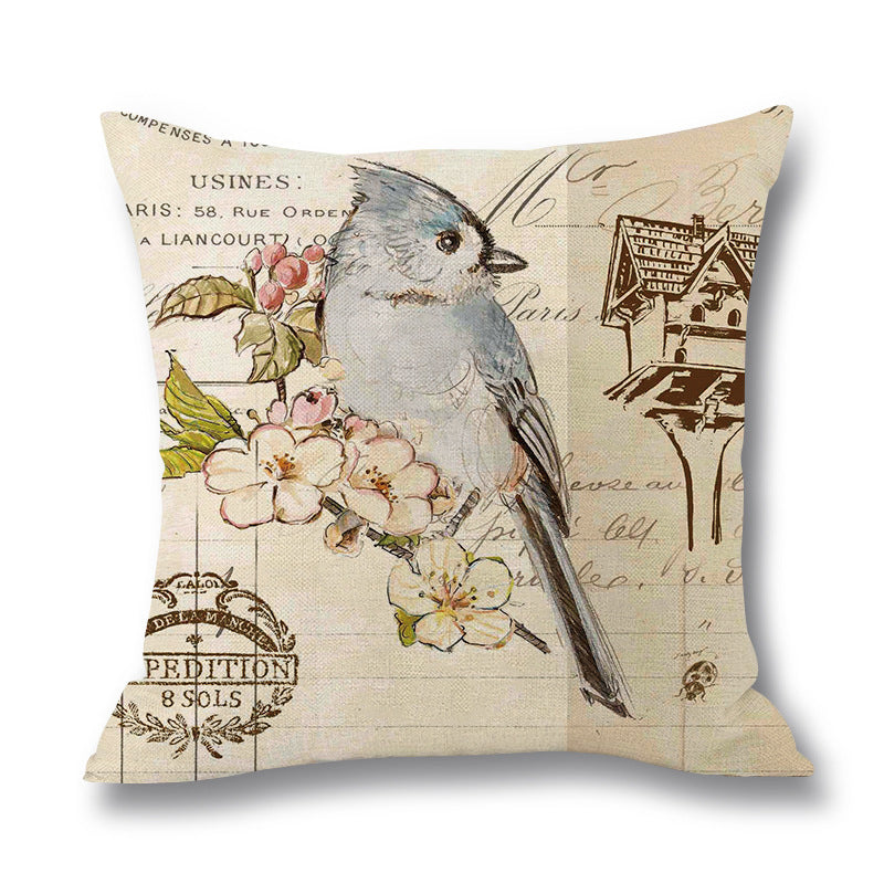 Printed Linen Throw Pillow Case for Waist Support