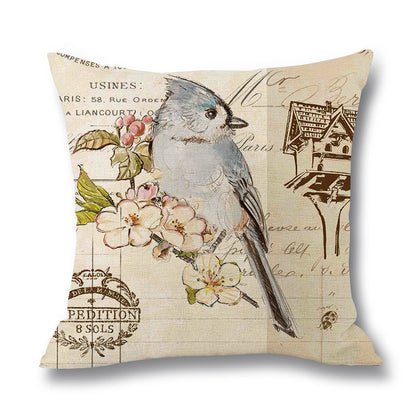 Printed Linen Throw Pillow Case for Waist Support