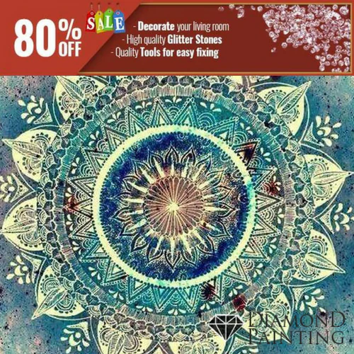 Cube Round Diamond Painting - Mandala Flower Design