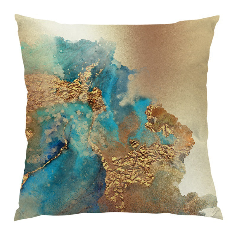 Golden Watercolor Plush Throw Pillow Cover 17.72"