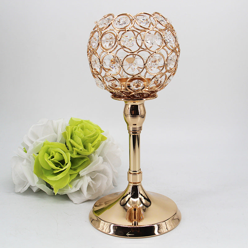 Creative Gold Crystal Candle Holder for Romantic Decor