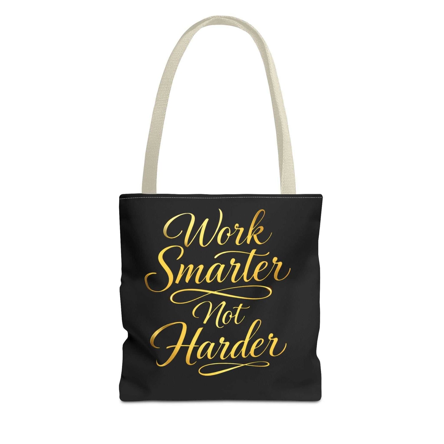Tote Bag — "Work Smarter Not Harder" Gold Script Motivational Tote - luxuryhomedecoridea.com