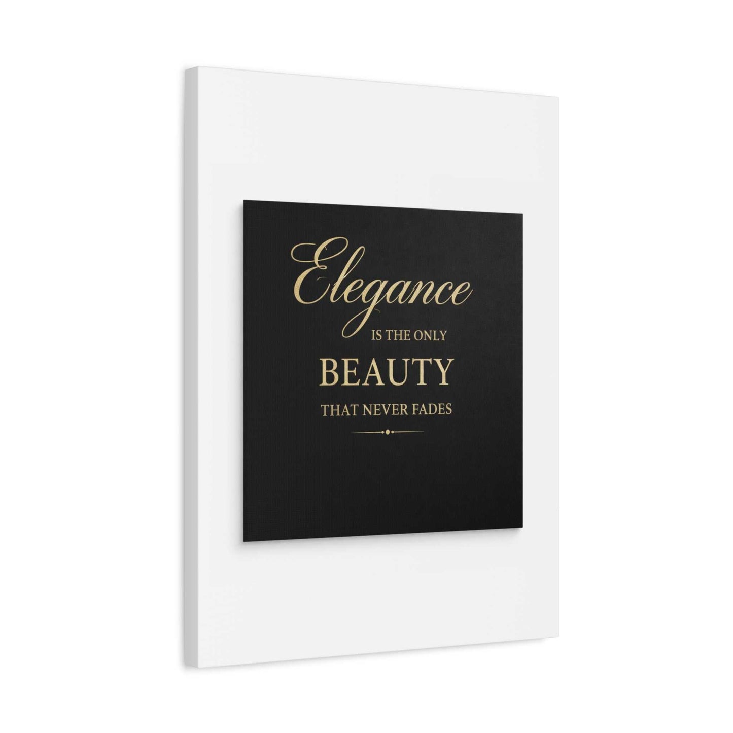 Elegance Is the Only Beauty Wall Canvas — Gold Script Quote Matte Stretched Canvas - luxuryhomedecoridea.com