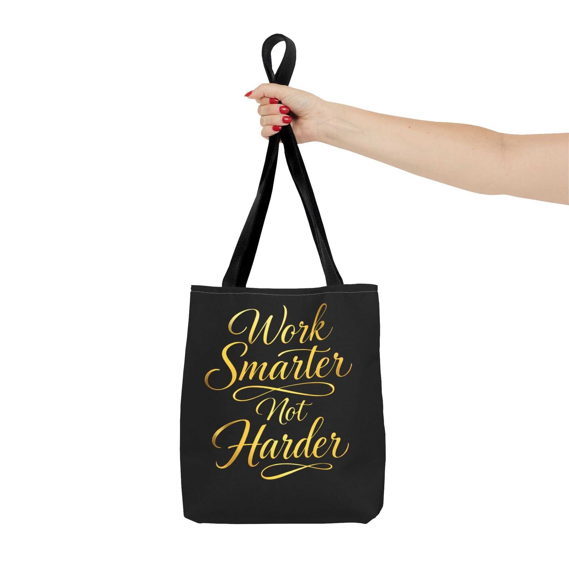Tote Bag — "Work Smarter Not Harder" Gold Script Motivational Tote - luxuryhomedecoridea.com