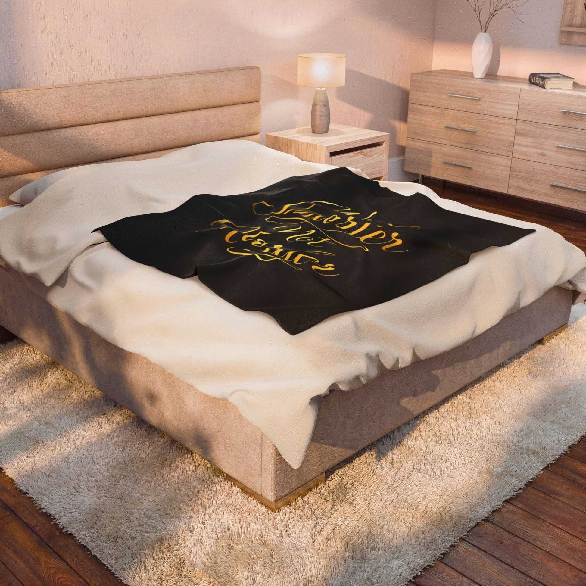 Velveteen Plush Blanket — "Work Smarter Not Harder" Inspirational Throw - luxuryhomedecoridea.com