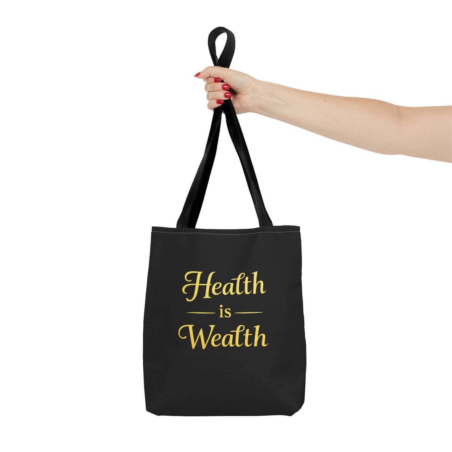 Health Is Wealth Tote Bag — Inspirational Wellness Grocery & Everyday Carry Tote - luxuryhomedecoridea.com