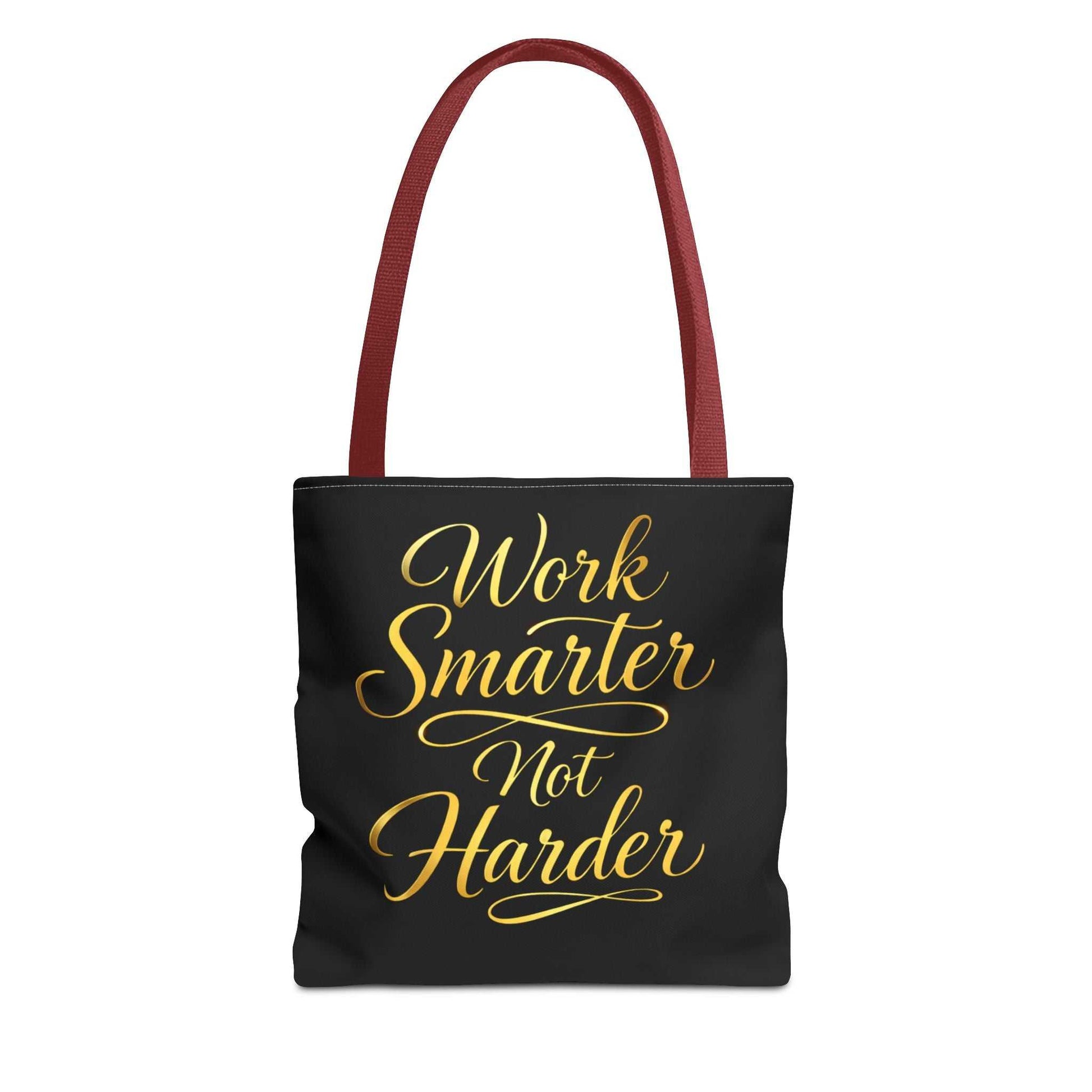 Tote Bag — "Work Smarter Not Harder" Gold Script Motivational Tote - luxuryhomedecoridea.com