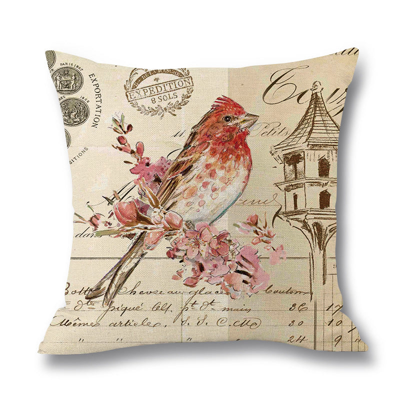 Printed Linen Throw Pillow Case for Waist Support