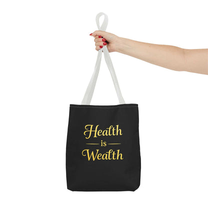 Health Is Wealth Tote Bag — Inspirational Wellness Grocery & Everyday Carry Tote - luxuryhomedecoridea.com