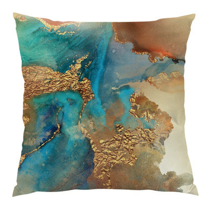 Golden Watercolor Plush Throw Pillow Cover 17.72"