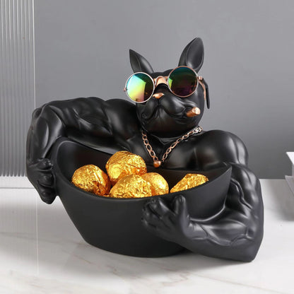 Key Holder and Decorative Tray with Bulldog Design