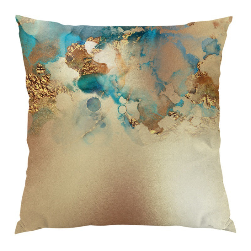Golden Watercolor Plush Throw Pillow Cover 17.72"