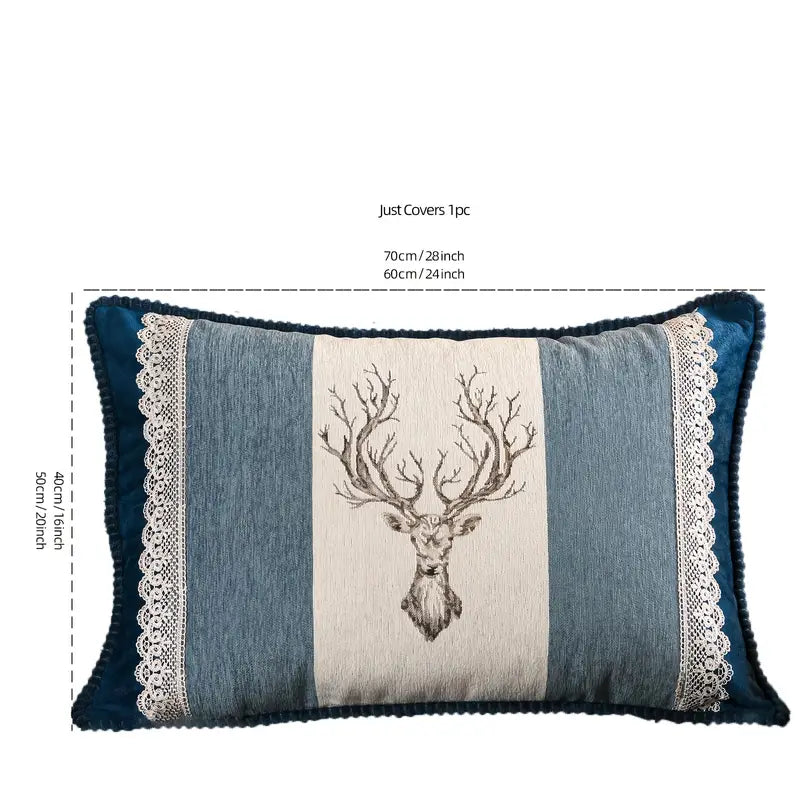 Moose Pattern Jacquard Throw Pillow Cover (1pc)