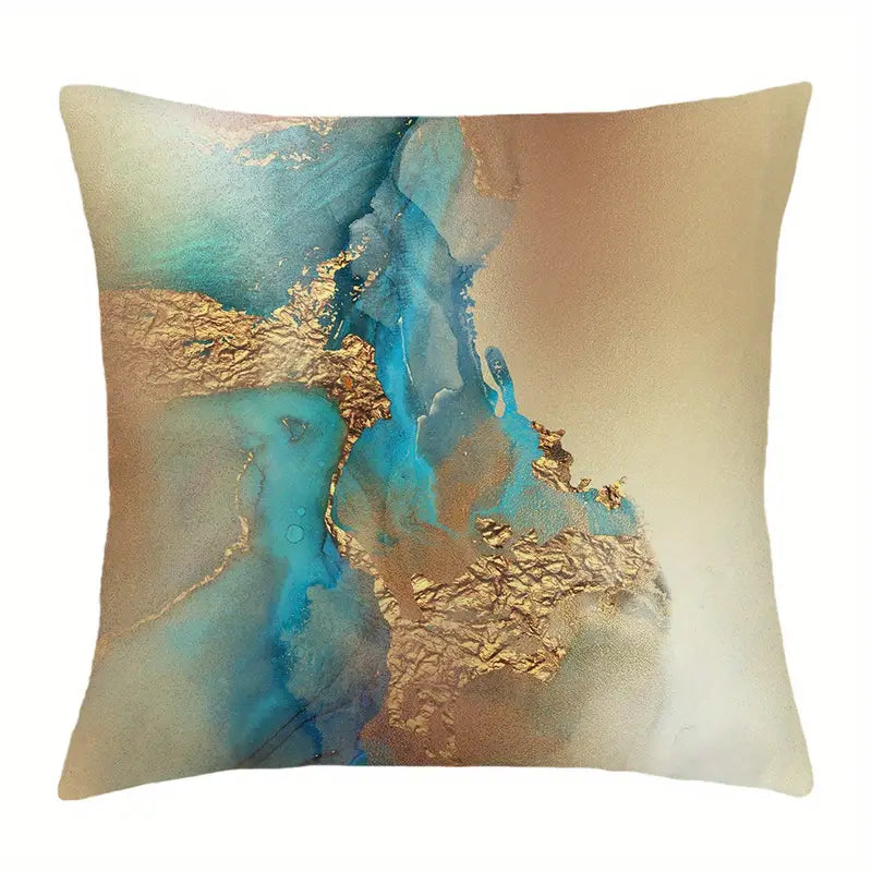 Golden Watercolor Plush Throw Pillow Cover 17.72"