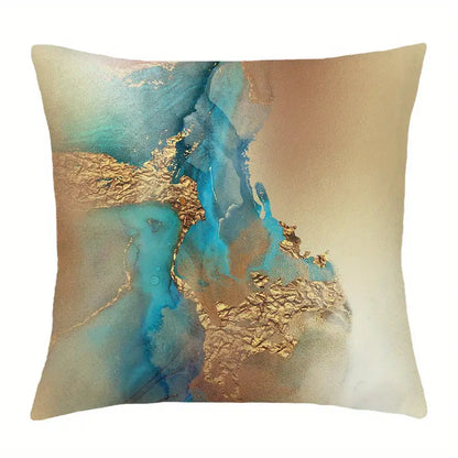 Golden Watercolor Plush Throw Pillow Cover 17.72"