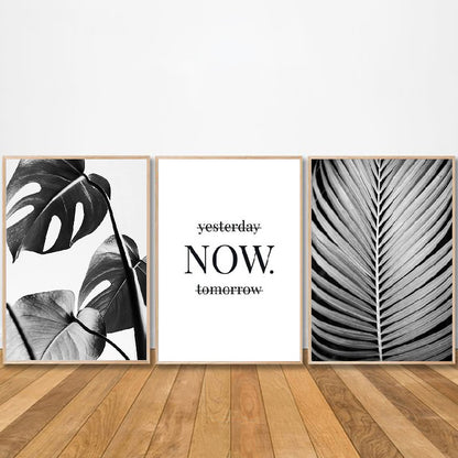 Modern Minimalist Black and White Plant Wall Art