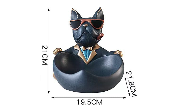 Key Holder and Decorative Tray with Bulldog Design