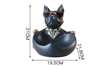 Key Holder and Decorative Tray with Bulldog Design