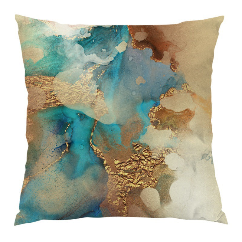 Golden Watercolor Plush Throw Pillow Cover 17.72"