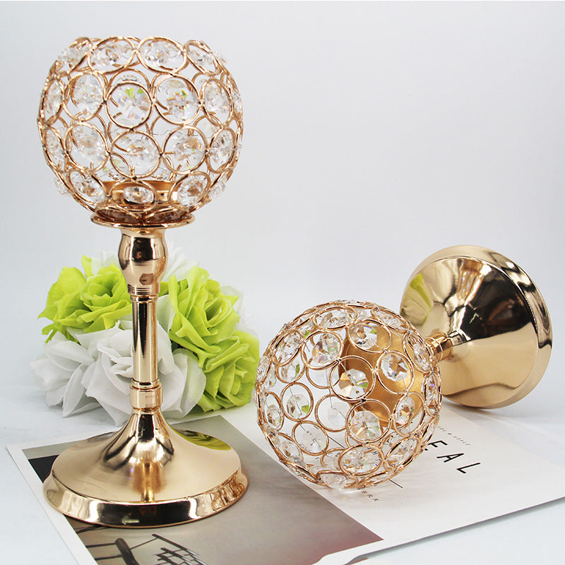 Creative Gold Crystal Candle Holder for Romantic Decor