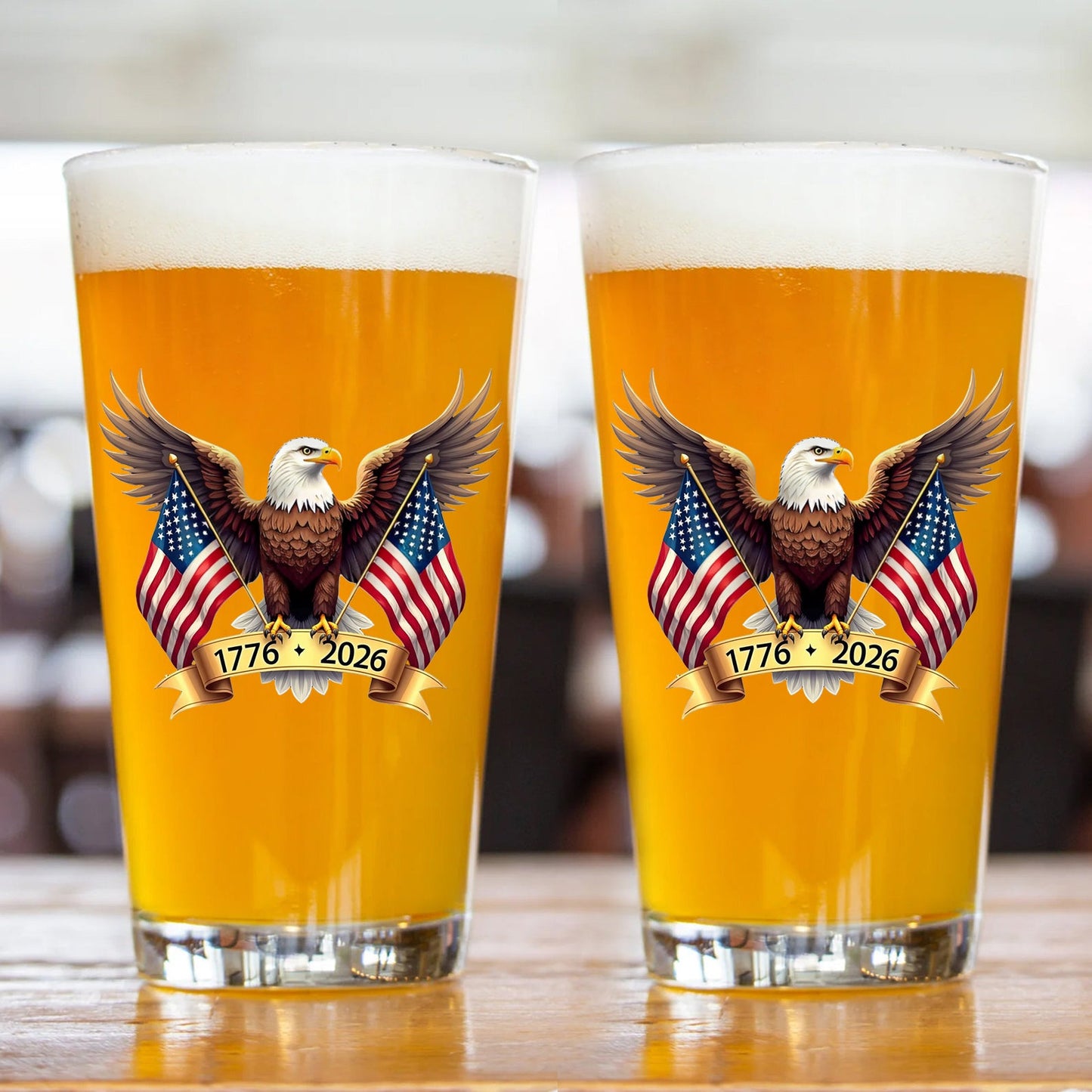 American Eagle and US Flag 250 Years Glass | Happy 250th Birthday USA | Patriotic 4th of July Glass | America Anniversary | Independence Day Whiskey Glass Beer Glass 682563