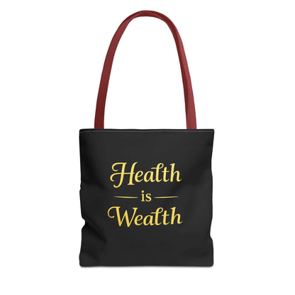 Health Is Wealth Tote Bag — Inspirational Wellness Grocery & Everyday Carry Tote - luxuryhomedecoridea.com