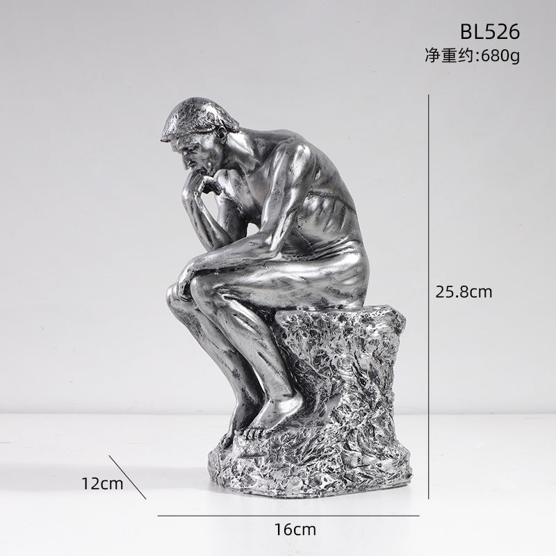 European Thinker Sculpture - Creative Home Decor Accent