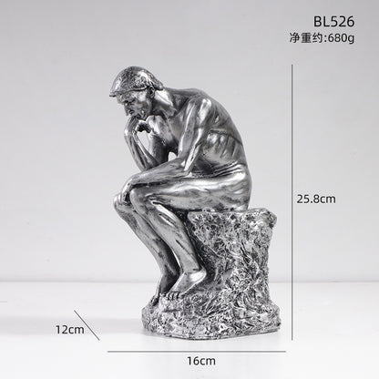European Thinker Sculpture - Creative Home Decor Accent