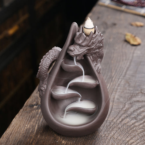 Chinese Dragon Backflow Incense Burner Home Decor