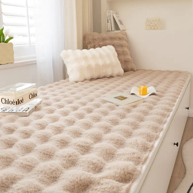 French Cream Bubble Massage Plush Window Cushion Mat