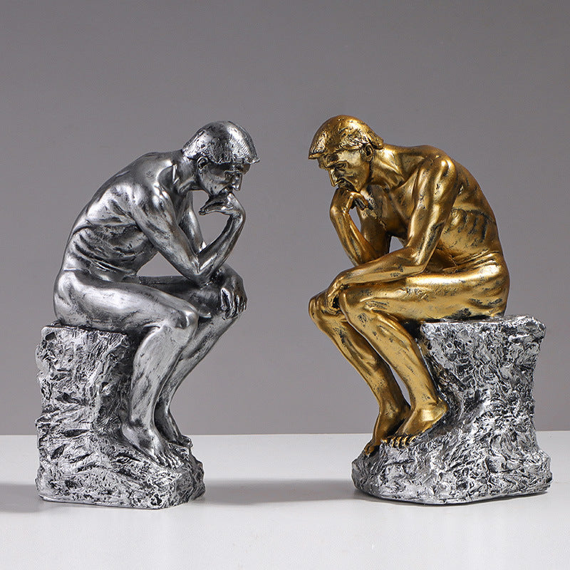 European Thinker Sculpture - Creative Home Decor Accent
