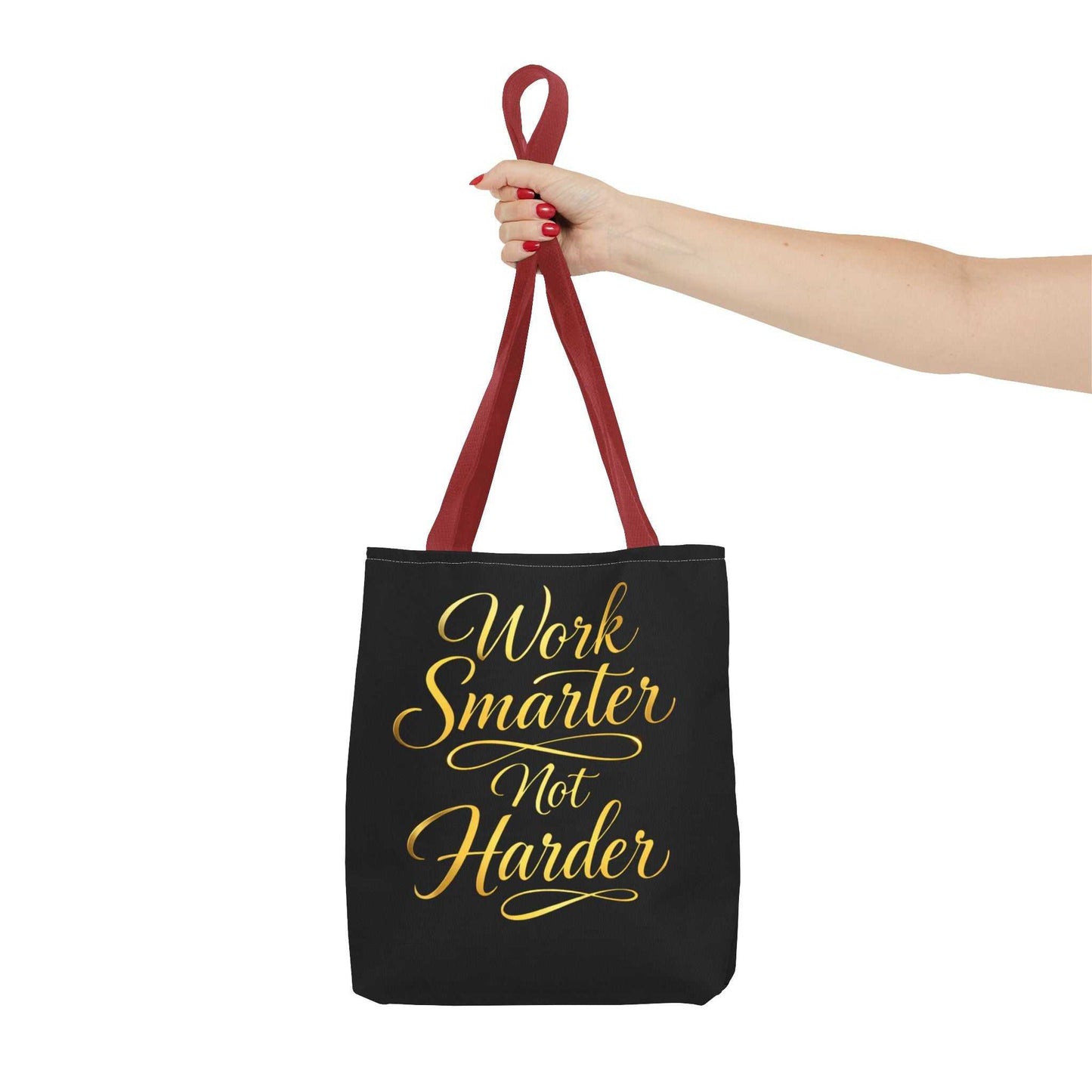 Tote Bag — "Work Smarter Not Harder" Gold Script Motivational Tote - luxuryhomedecoridea.com