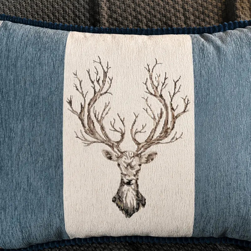 Moose Pattern Jacquard Throw Pillow Cover (1pc)