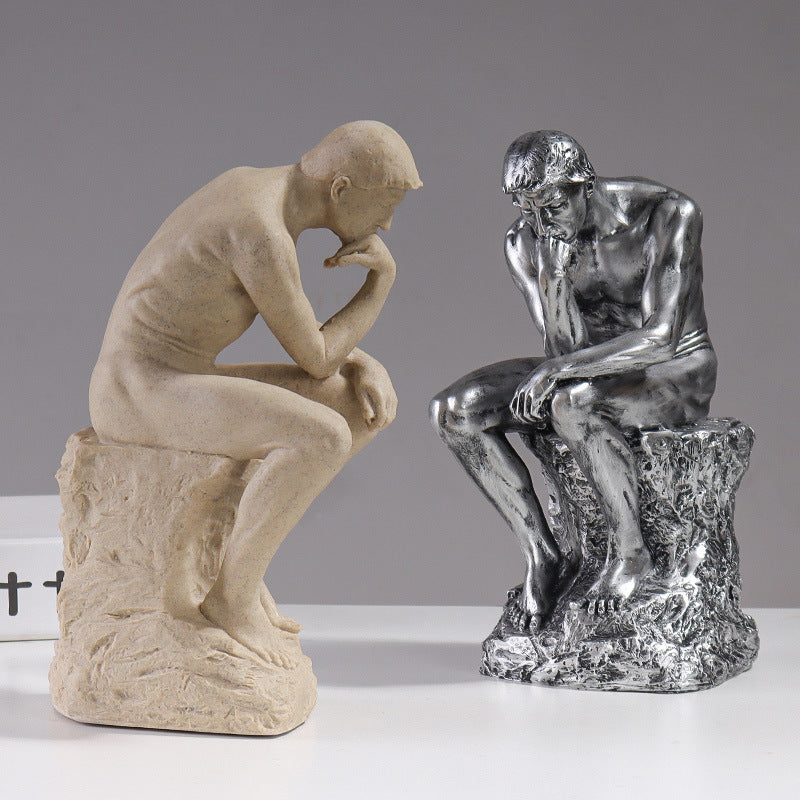 European Thinker Sculpture - Creative Home Decor Accent