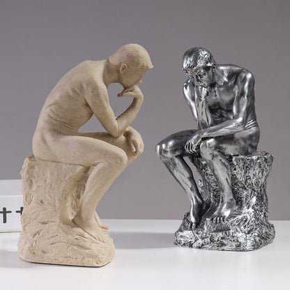 European Thinker Sculpture - Creative Home Decor Accent