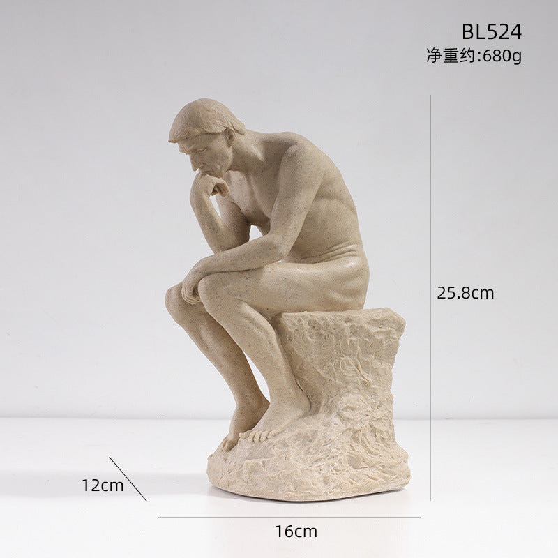 European Thinker Sculpture - Creative Home Decor Accent