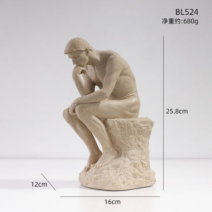 European Thinker Sculpture - Creative Home Decor Accent
