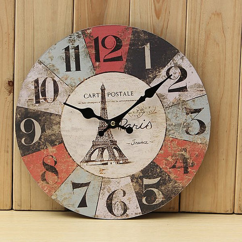 European Style Creative Wall Clock - Vintage Wooden Quartz Clock