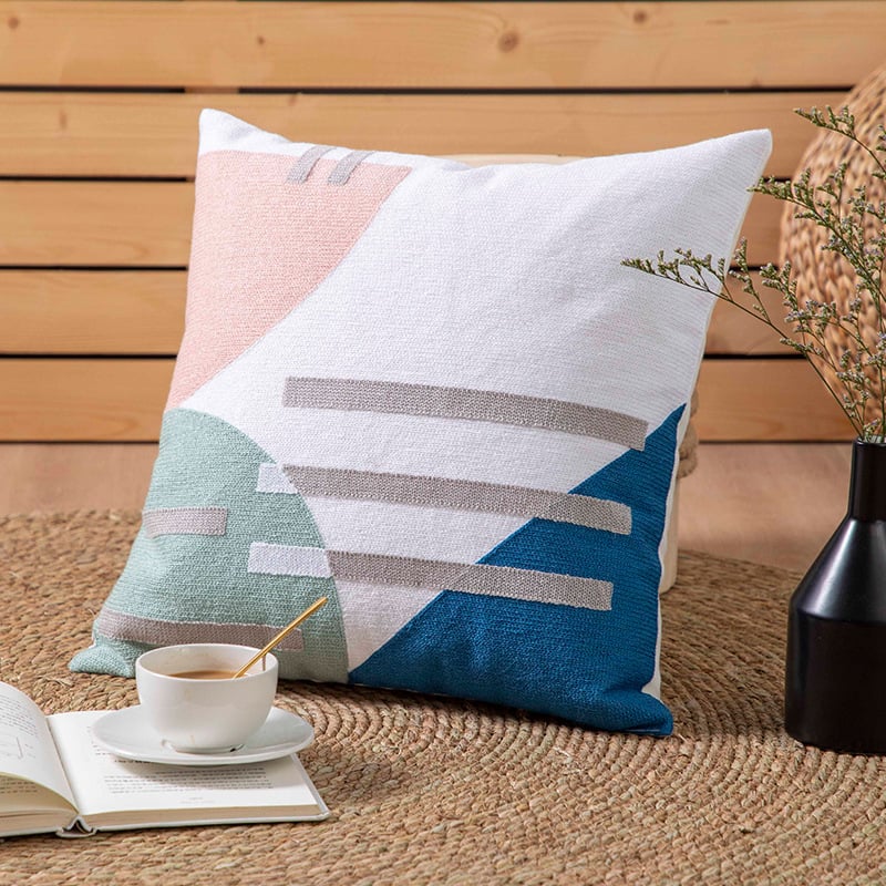 Embroidered Throw Pillow Cushion Cover - Simple Design