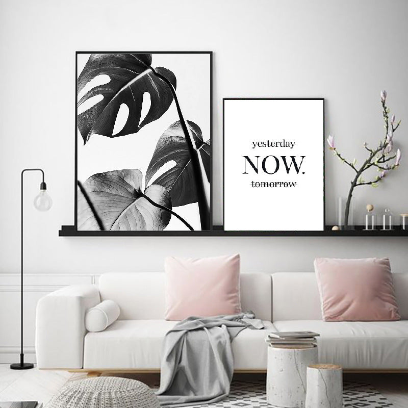Modern Minimalist Black and White Plant Wall Art